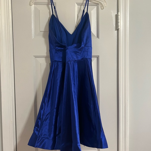 TEEZE ME Blue Spaghetti Strap Mini Fit and Flare Dress - Picture 2 of 3